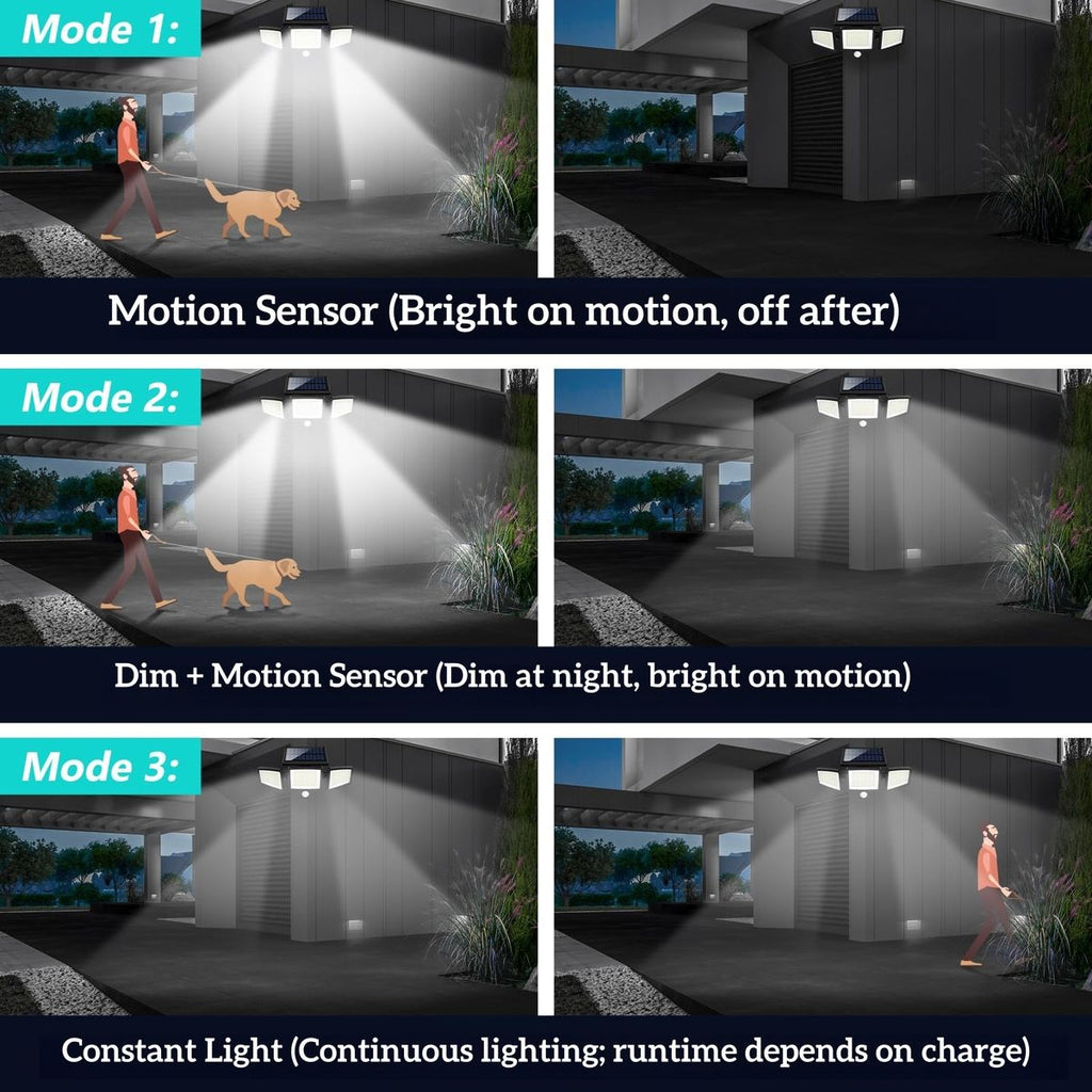 Solar Security Light 210 LED with Remote, 3 Modes, 2 Pack