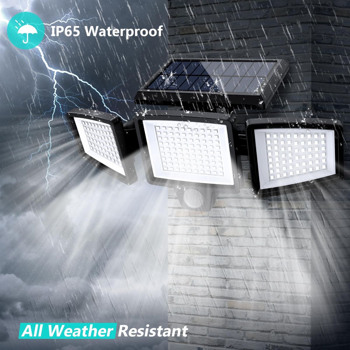 Solar Security Light 210 LED with Remote, 3 Modes, 2 Pack