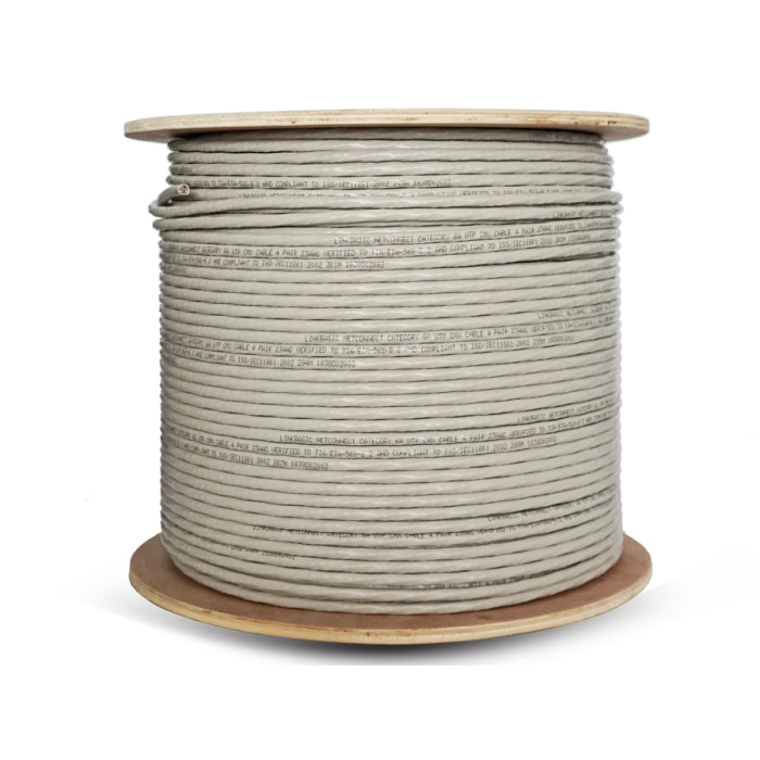 Linkbasic 305m Drum Cat6a Solid Grey UTP Cable